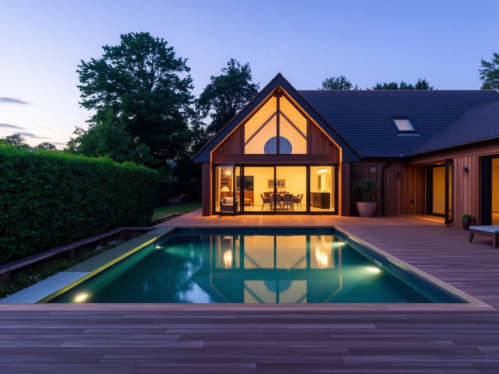Tuin met poolhouse